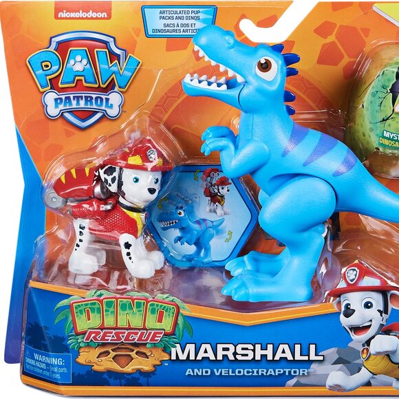 PAW Patrol, Dino Rescue Marshall and Dinosaur Action Figure Set - Picture 2 of 9